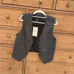 Zara Gray Checked Waistcoat with Black Lining